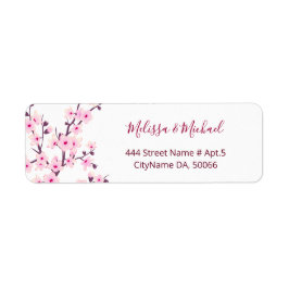 Etiqueta Flores de Cerezo Rosadas Blancas |  Boda