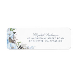 Etiqueta Flores de color azul turbio Boda romántico