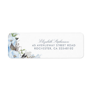 Etiqueta Flores de color azul turbio Boda romántico