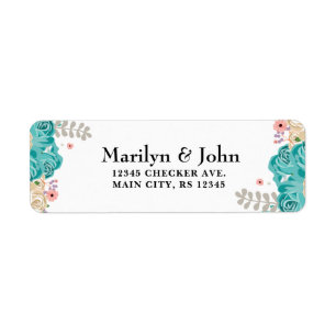 Etiqueta Flores de color beige rosa azul elegante