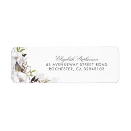 Etiqueta Flores de color de agua blanco Boda romántico