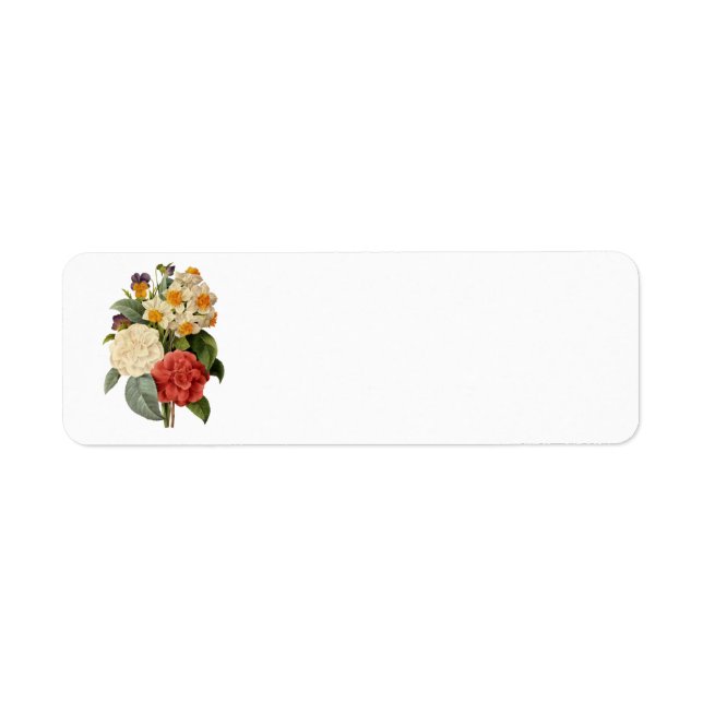 Etiqueta Flores de época, camellias y narcisos, Redoute (Frente)