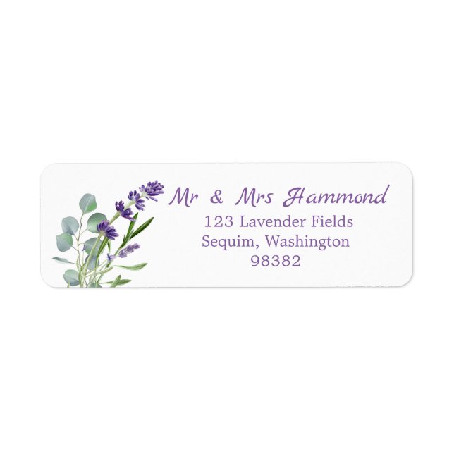 Etiqueta Flores de Eucalyptus Foliage Purple Lavender  (Frente)