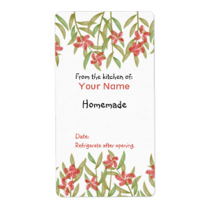 Etiqueta Flores de la acuarela de la cocina de las