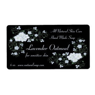 Etiqueta Flores de lavanda y jabón hecho a mano