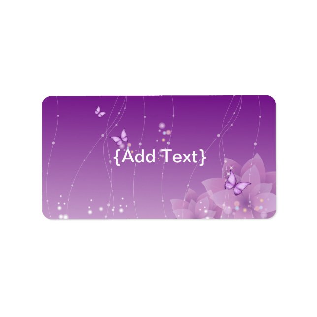 Etiqueta Flores de mariposa y morada (Frente)