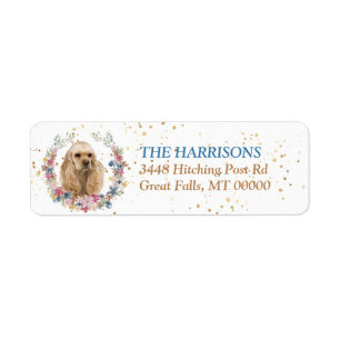 Etiqueta Flores de primavera de Buff Cocker Spaniel Wreath
