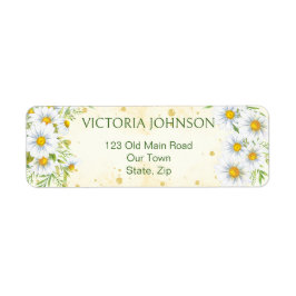 Etiqueta Flores de primavera de margarita salvaje amarillo 