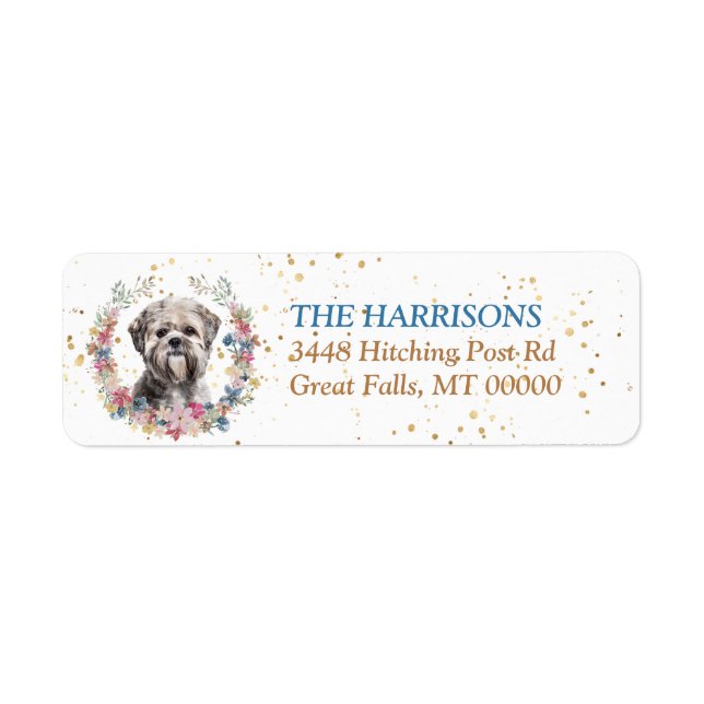 Etiqueta Flores De Primavera De Perro De Lhasa (Frente)