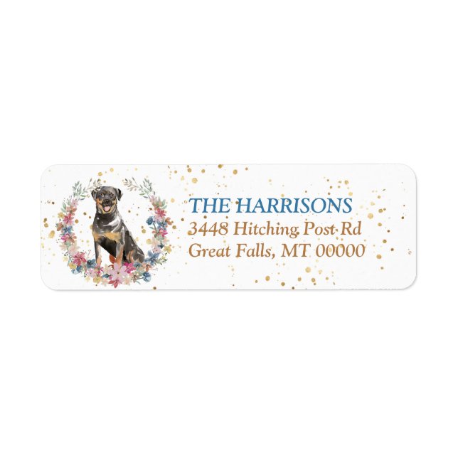 Etiqueta Flores de primavera del perro Rottweiler Wreath (Frente)