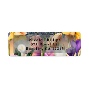 Etiqueta Flores de primavera elegantes y chic en azul Invit