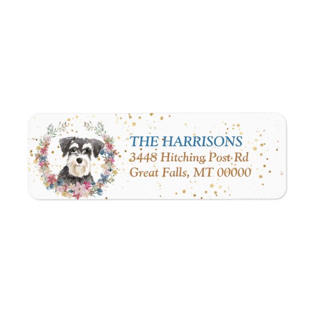 Etiqueta Flores de primavera Schnauzer Wreath (Frente)