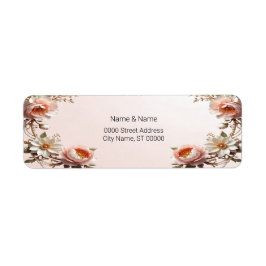 Etiqueta Flores Decorativas Rosadas y Blancas Dirección de