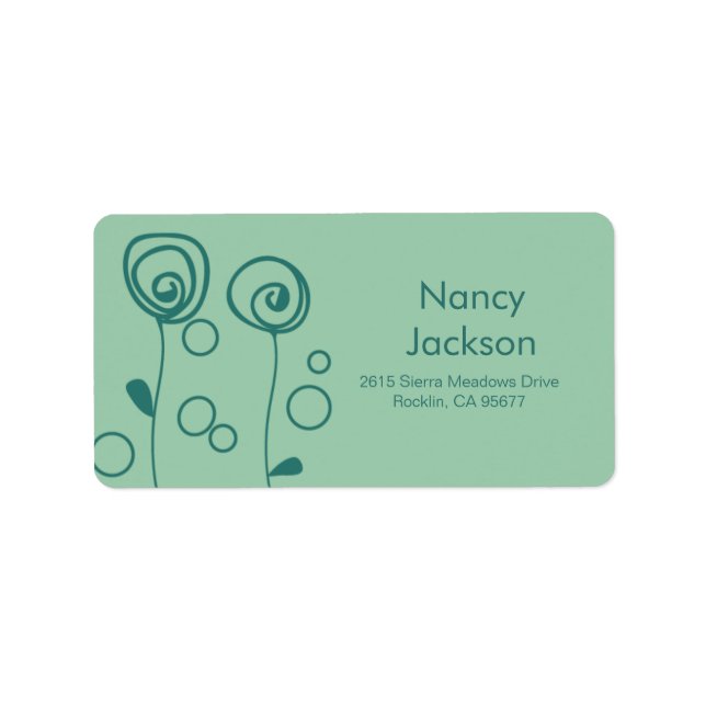 Etiqueta Flores elegantes - Aqua Green (Frente)