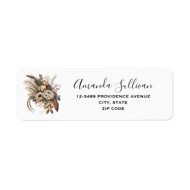 Etiqueta Flores elegantes Foliage y plumas (Frente)