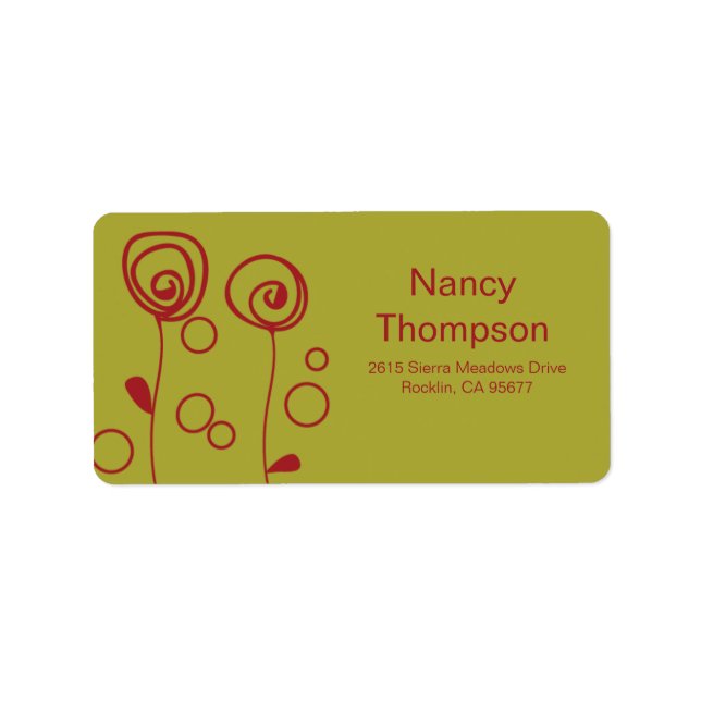 Etiqueta Flores elegantes - Rojo (Frente)