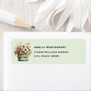 Etiqueta Flores en una Maceta Acogedoras Shabby Lindas - Di