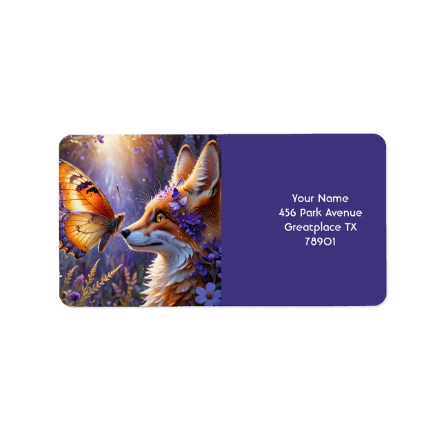 Etiqueta Flores Fox Fantasy Cute Butterfly (Frente)