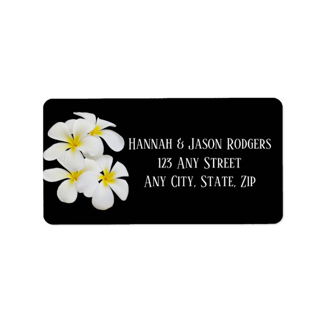 Etiqueta Flores frangipani blancas, Boda tropical y floral (Frente)