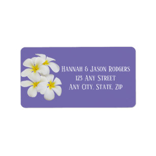 Etiqueta Flores frangipani blancas, perwinkle, Boda
