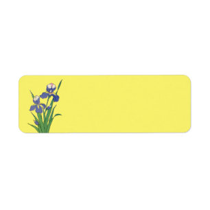 Etiqueta Flores Iris de Jardín de Primavera Floral Vintage