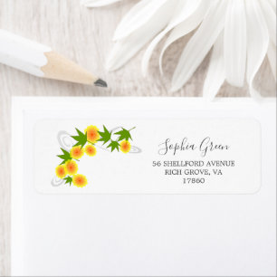 Etiqueta Flores japonesas naranjas blancas