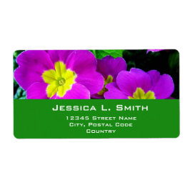 Etiqueta flores moradas