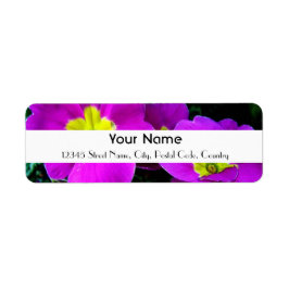 Etiqueta flores moradas