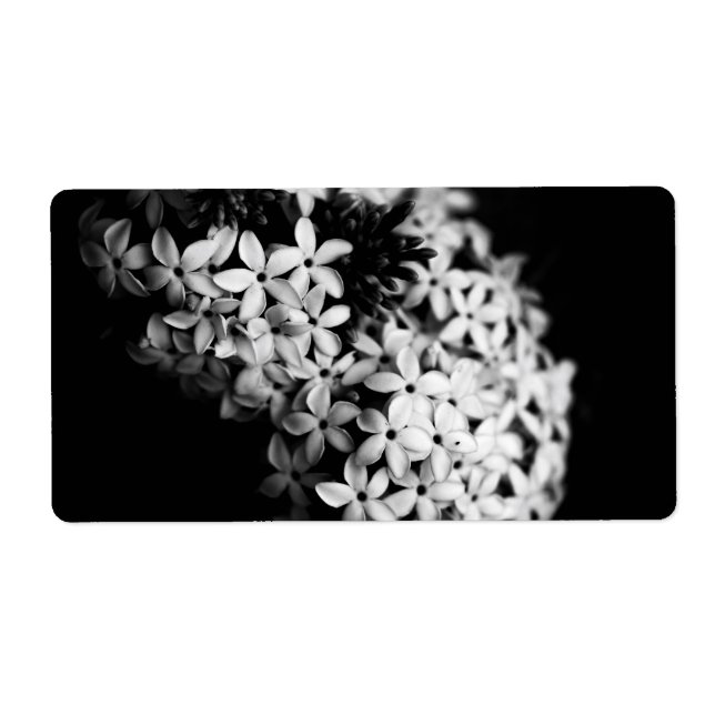 Etiqueta flores negras y blancas (Frente)