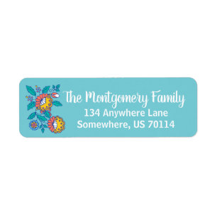 Etiqueta Flores nórdicas de arte folclórico