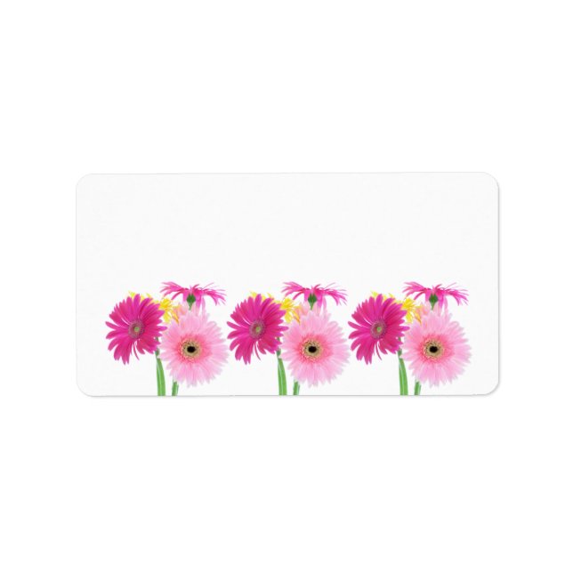 Etiqueta Flores rosadas Gerbera Daisy (Frente)