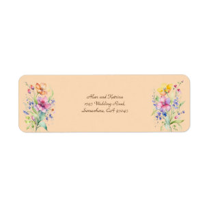 Etiqueta Flores rosadas melocotón amarillo