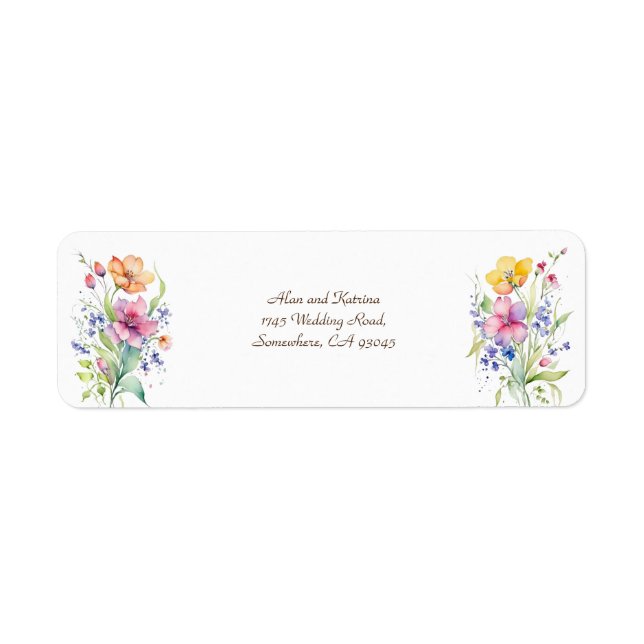 Etiqueta Flores rosadas melocotón amarillo (Frente)