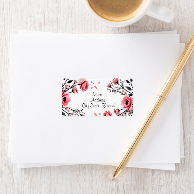 Etiqueta Flores rosadas vibrantes (Beautiful Vibrant Pink Flowers 
Address Label!)