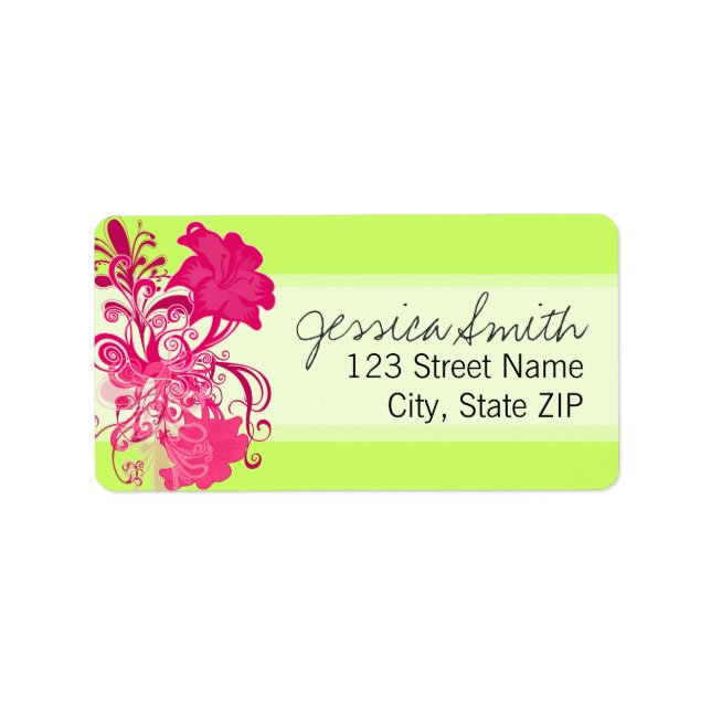 Etiqueta Flores rosas florecientes en el limón (Frente)