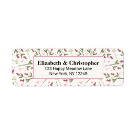 Etiqueta Flores salvajes de largo estilo rosa y verde