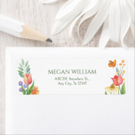 Etiqueta Flores silvestres acuarela