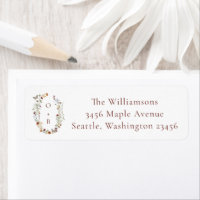 Flores silvestres de la naturaleza Boho Monograma
