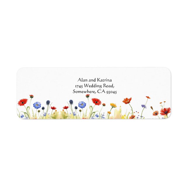 Etiqueta Flores Silvestres del Prado Primaveral (Frente)