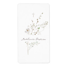 Etiqueta flores silvestres delicado ramo Bautismo