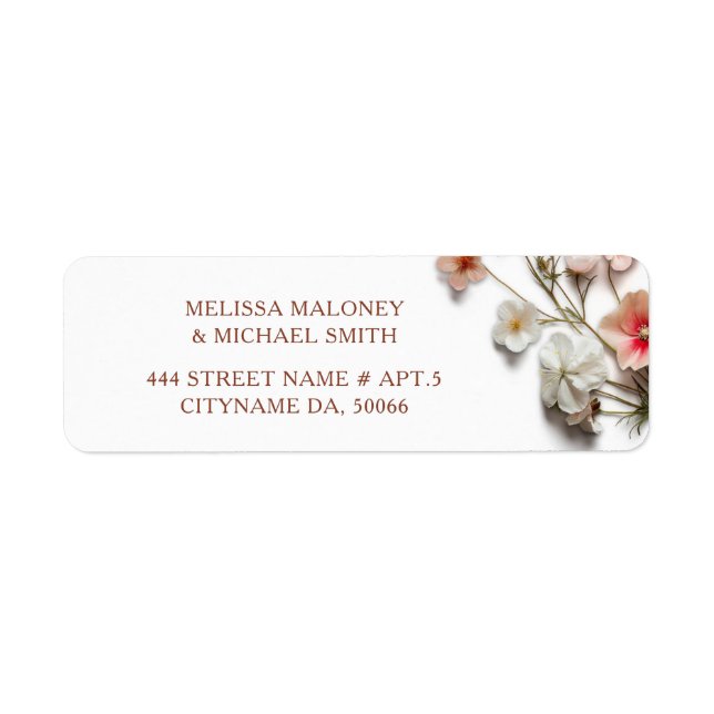 Etiqueta Flores silvestres en 3D |  Boda (Frente)