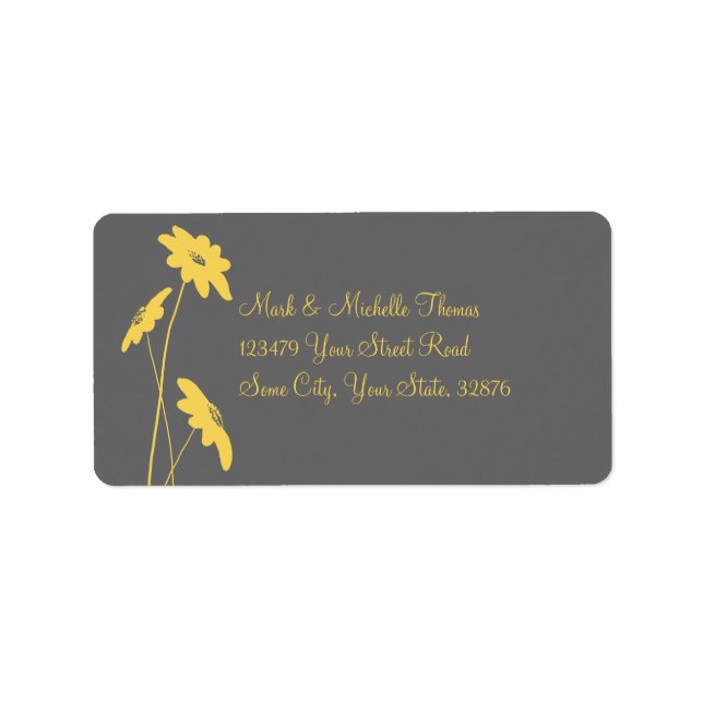 Etiqueta Flores silvestres grises y amarillas (Frente)