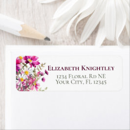 Etiqueta Flores silvestres rosadas magenta Flores de jardín