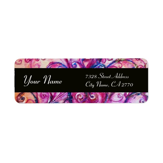 Etiqueta FLORES SIMILARES Negro rosa brillante (Frente)