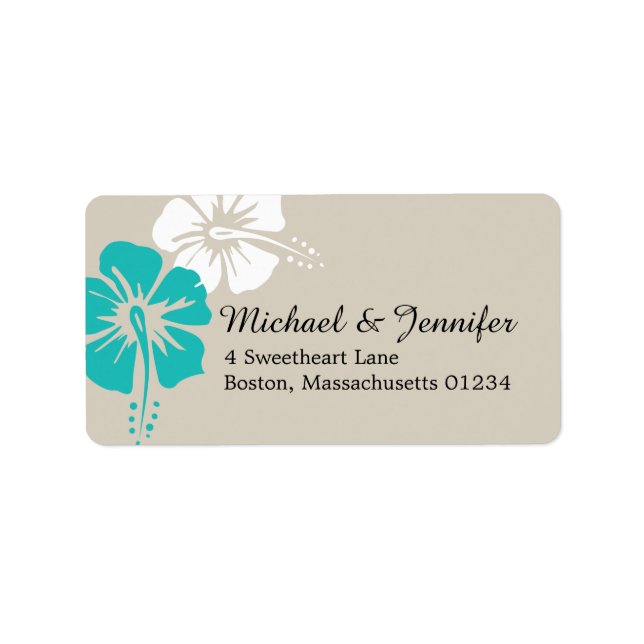 Etiqueta Flores tropicales de Hibiscus (Frente)