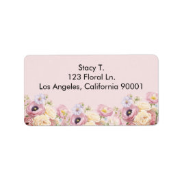 Etiqueta Flores violetas y polvorientas de color rosa