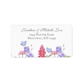 Etiqueta Flores y mariposas de colores bonitos