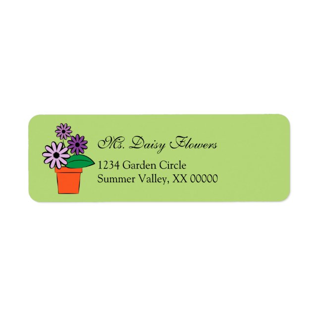 Etiqueta Flower Pots Purple Daisises Personalizado (Frente)