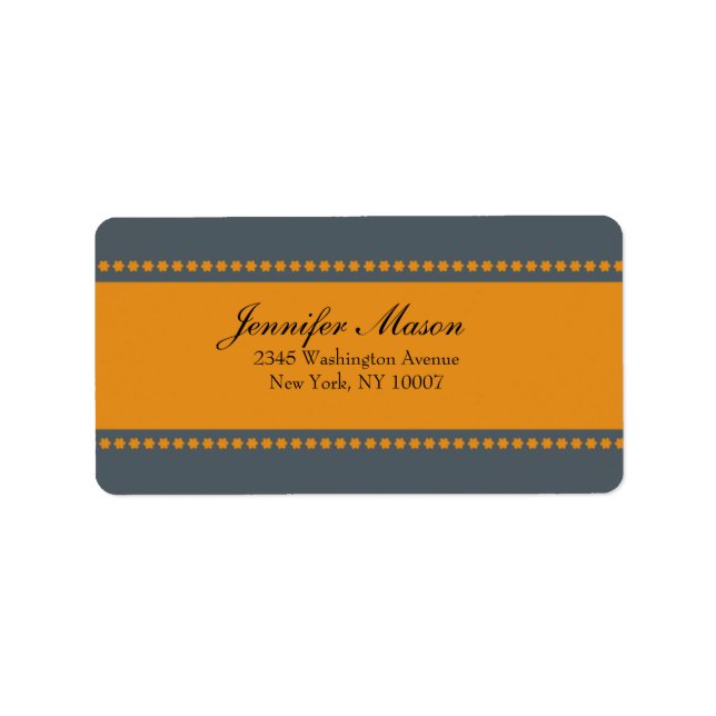 Etiqueta Flower power - grey and yellow address labels (Frente)