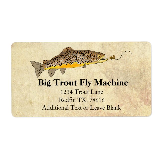 Etiqueta Fly Fishing Brown Trout (Frente)
